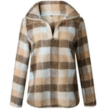 Load image into Gallery viewer, Band Collar Zipper Gingham Plaid Sweater/Sweatshirt
