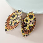 Load image into Gallery viewer, 3 Layered Sunflower and Leopard/stripe Leather Earrings
